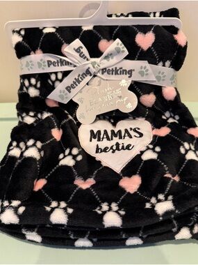 Adorable PetKing Plush “Mama’s Bestie” Pet Blanket- 30x40 inches- NWT